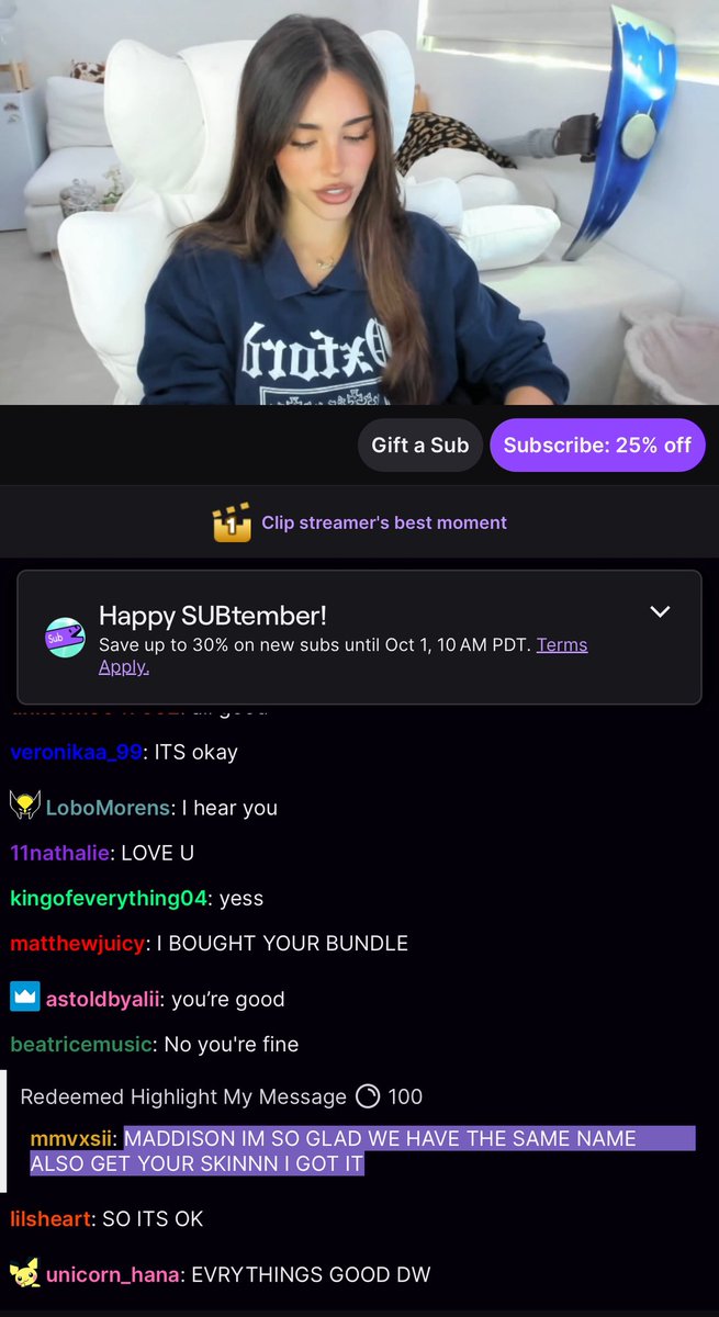 ntItcblvd's tweet photo. “not now honey madison just returned to twitch” https://t.co/fQOoooVTWB