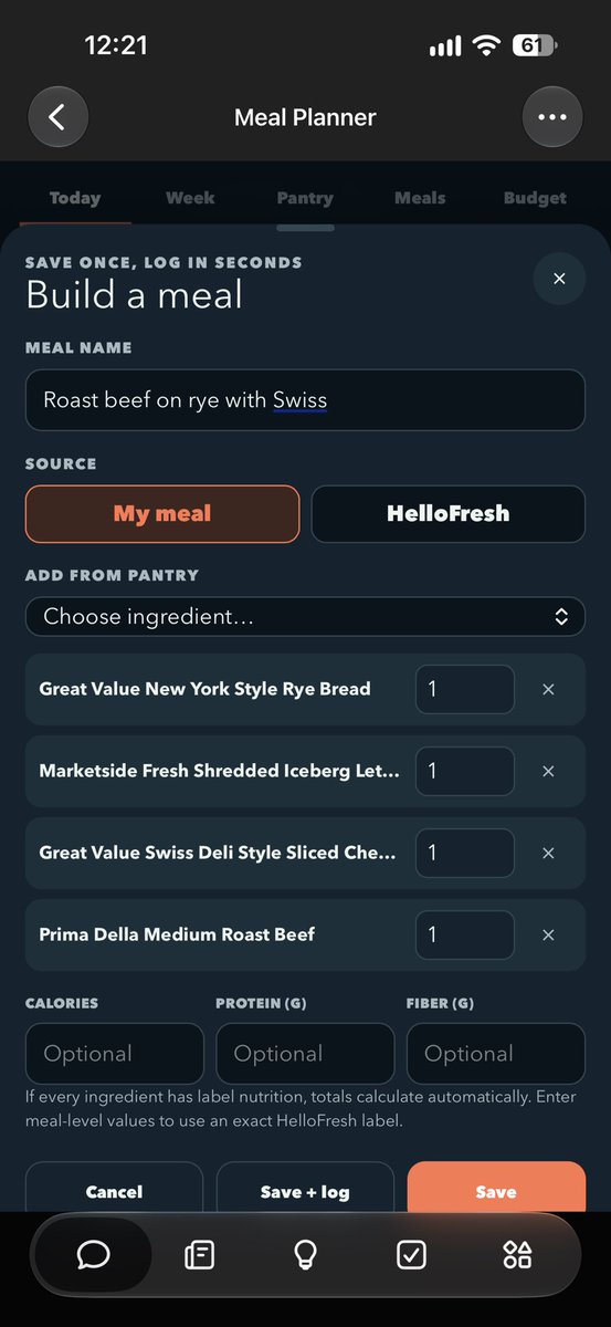Custom meal planner with HelloFresh parsing