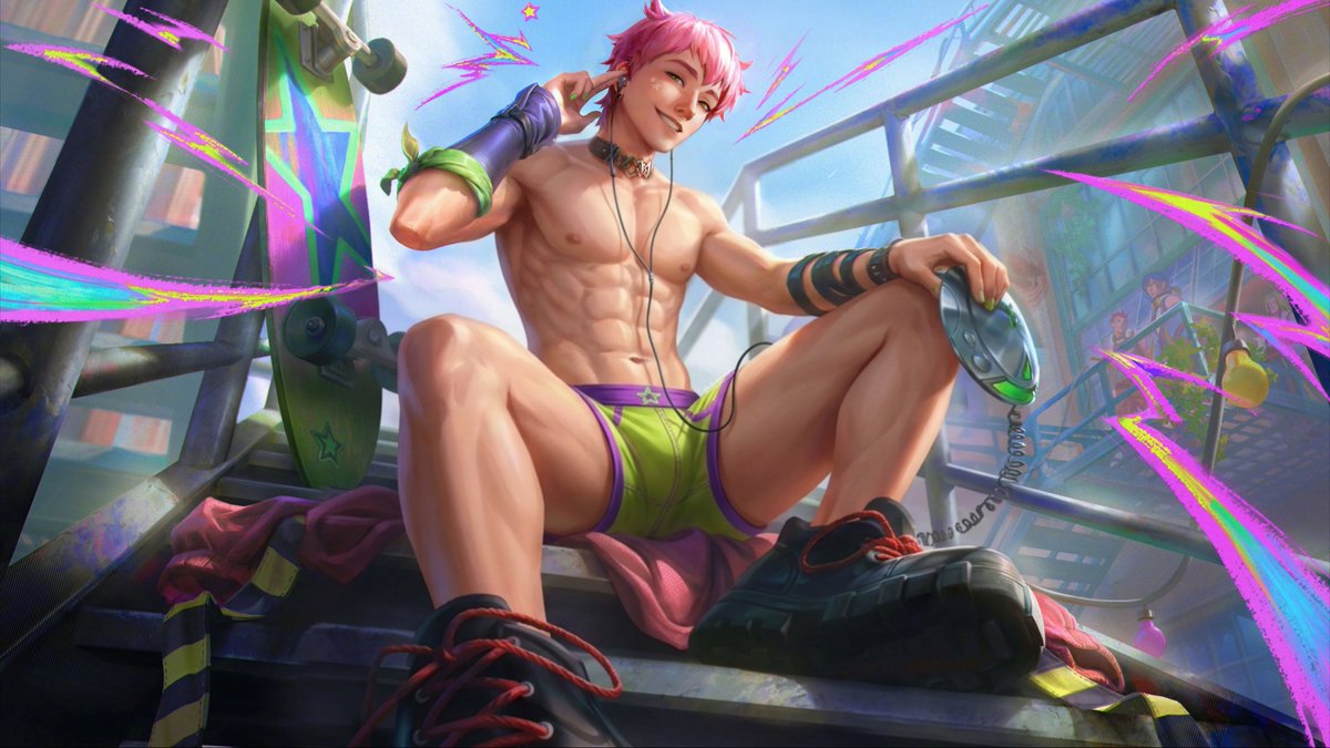 shulovesthee's tweet photo. forget the skateboard, i want to see what else he can balance... 

#HEARTSTEEL #Ezreal 💚 https://t.co/yO4mQ4IADs