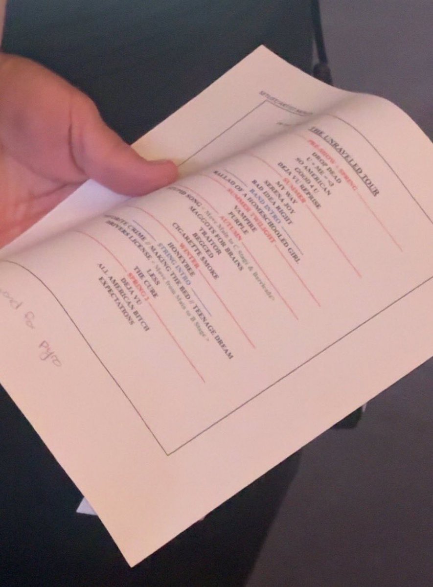 oliviarodrbr's tweet photo. 🚨Suposta setlist da The Unraveled Tour. 
#UnraveledInHartford https://t.co/VNa3Av3U54