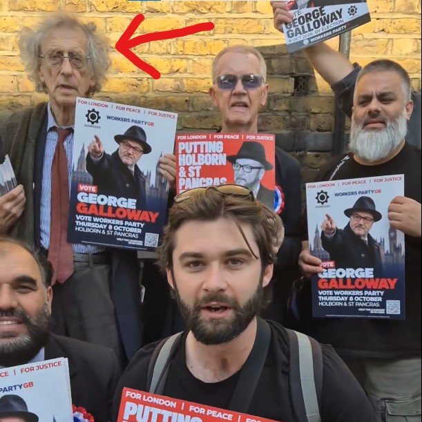 WokePolitlcsUK's tweet photo. 🚨 NEW: *Piers* Corbyn is campaigning for George Galloway of the WPGB in Holborn and St Pancras.

This is contrary to the inference gathered from UnionJacked's malicious omission of a disambiguator. https://t.co/DJWquKSiIR