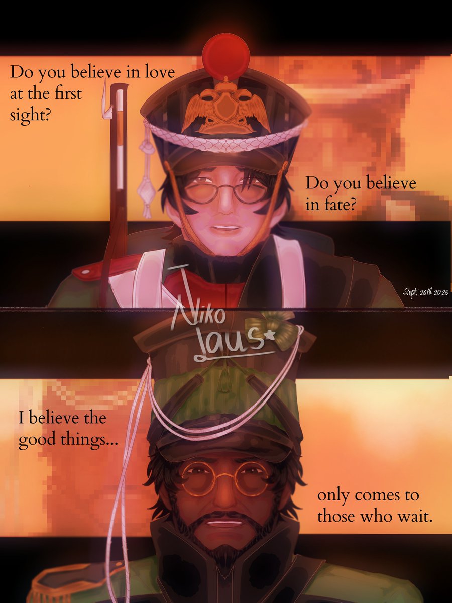 oniv_el's tweet photo. [🥃] Ejler, the Danish officer got asked by Nékanoir, the Russian infantry who is falling  for him. 
tag: #gutsandblackpowder #roblox #oc https://t.co/1ZFR1K71dj