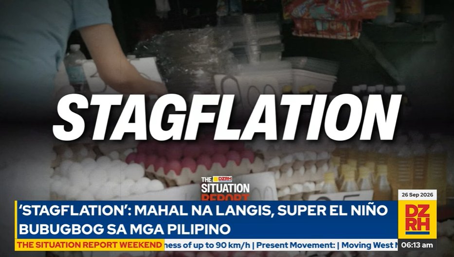 dzrhnews's tweet photo. #TheSituationReportWeekend Special Report: 'Stagflation': mahal na langis, super El Niño bubugbog sa mga Pilipino | via RH 52 @ednielparrosa, DZRH News

LIVE: https://t.co/B8Lwq9aiJ3 https://t.co/Ee7dR7ehfg