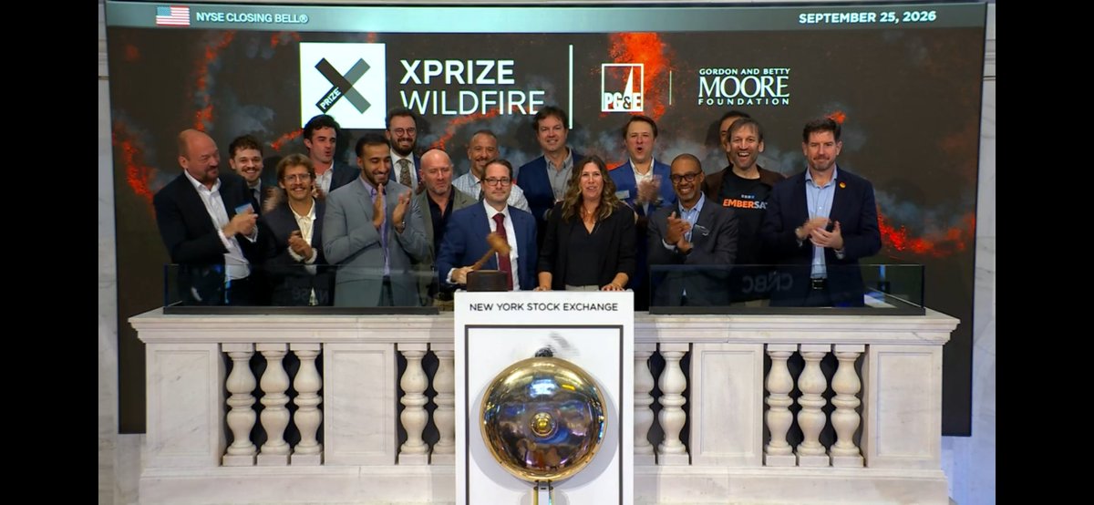 PGE4Me's tweet photo. 🔔 Proud to join @XPRIZE at @NYSE Closing Bell during #ClimateWeekNYC. As a co-title sponsor of #XPRIZEWildfire, we're helping accelerate tech designed to improve wildfire detection &amp; response. 

Congrats @Anduriltech @DryadNetworks and the winning teams https://t.co/9C8kYqCPd3 https://t.co/NCUqu7BZpV