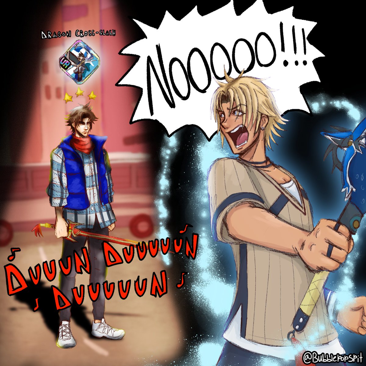 Bubblepopspit's tweet photo. When you're trying to do your burst but Bartz is on the other team... 😒
#DDFF #ディシディア #デュエルム・ゴーストチャレンジ #FFX #FF10 #FFV #FF5 #Tidus #ティーダ #Bartz #バッツ #Fanart https://t.co/FApciqtKPN