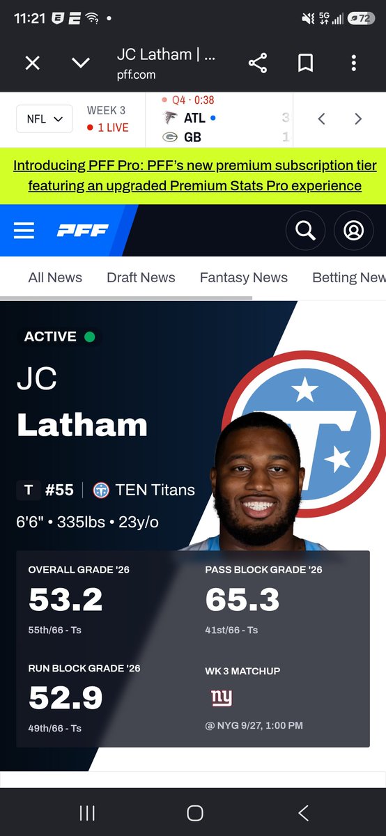 SlickTrades21's tweet photo. @TicTacTitans @InformedWatcher @PFF @TicTacTitans not jc or dan has done pass blocking. That's not good when both your tackles are struggling https://t.co/LDBPYtBMDi