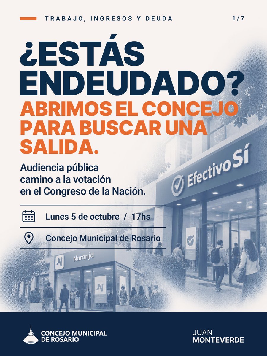 juanmonteverde's tweet photo. ¿Estás endeudado? Abrimos el Concejo para buscar una salida.

Una audiencia pública para poner en común lo que le está pasando a miles de familias, las historias que los números no llegan a explicar.

Anotate para participar 👇🏼
🔗 https://t.co/Jq67mYMab9 https://t.co/JFyZ4o6hpU
