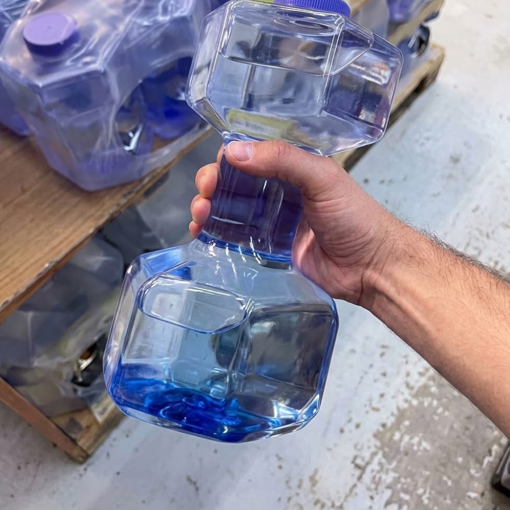 EnsedeCiencia's tweet photo. En Uzbekistán crearon una botella de agua con forma de mancuerna. El diseño permite sostenerla por el centro y, mientras está llena, puede utilizarse para realizar ejercicios ligeros, movilidad o calentamiento. Fuente: Eximpedia https://t.co/6zpbOnFQFH