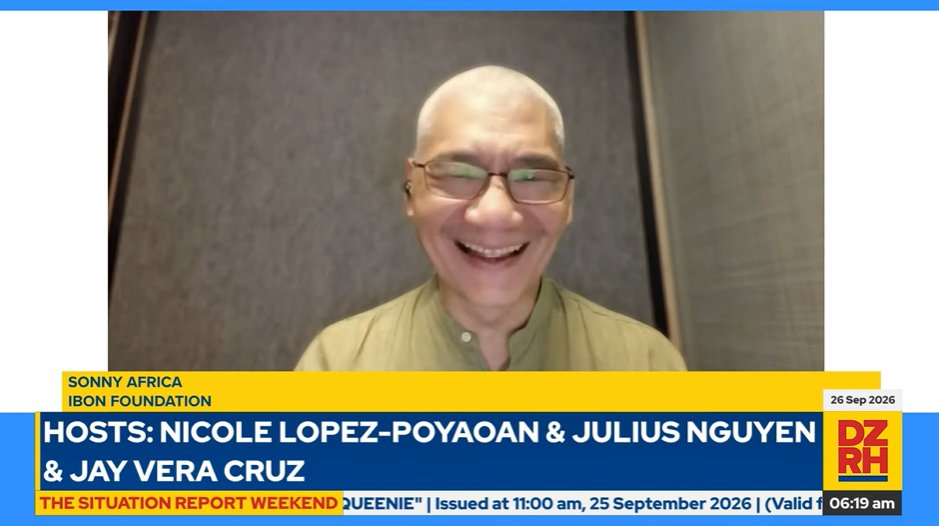 dzrhnews's tweet photo. LIVE SA DZRH: Sonny Africa, executive director ng
@IBONFoundation

#TheSituationReportWeekend

WATCH: https://t.co/B8Lwq9aiJ3 https://t.co/ZL56zjAkjC