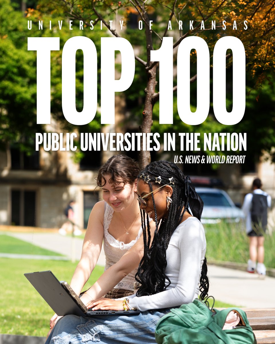 UArkansas's tweet photo. No. 1 in Arkansas and among the nation's top 100 public universities in the latest U.S. News &amp; World Report Best Colleges Rankings! 🐗 https://t.co/KcNqKHpsch