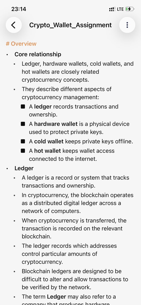abodekelvin07's tweet photo. Today’s assignment on #CryptoWithShola class which is day 3 Ledger, hardware wallet, cold wallet and hot wallet ( assignment ) https://t.co/qbL7qL26wc