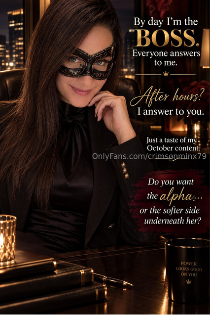 CrimsonMinx79's tweet photo. AI created advertisement only. .
Stay tuned for what comes in October. . . No AI, no editing, just me. The CEO comes out during the day, but after hours I submit to you. Do you have the authoritative voice I crave?
Follow the link 🔗in My Bio 🔥😍💋
#CrimsonMinx
#SecretIdentity https://t.co/87uVGrvc3d