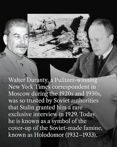 Forouzandy's tweet photo. @NYTimesPR Farnaz Fassihi is your modern-day Walter Duranty—the NYT correspondent who whitewashed Stalin’s crimes. Her Iran coverage echoes his reporting during the Ukrainian famine, downplaying the regime’s propaganda and the mass slaughter of Iranians. https://t.co/WW7GltZwhL