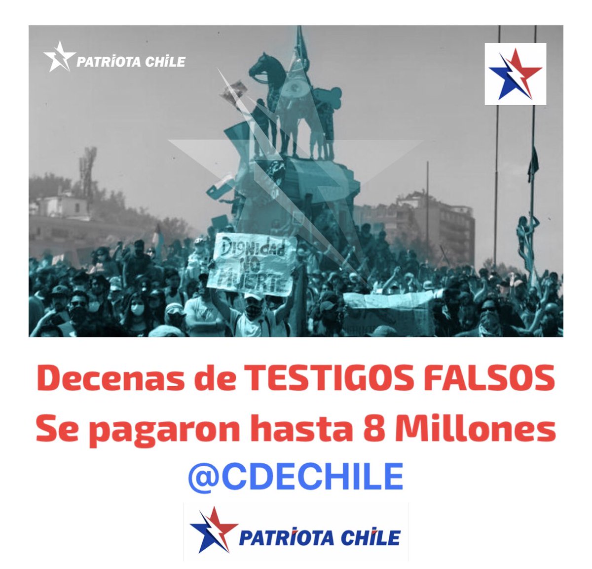 Soubirous_33's tweet photo. 🔴 #URGENTE | Patriotas, El CDE acusa a abogados de usar testigos FALSOS para ganar demandas de indemnización por el estallido, se pagaron hasta 8 Millones, pagó el PC y Frente Amplio. ¡ESTO ES MUY GRAVE! RT @CDECHILE @min_interior @Contraloriacl https://t.co/D5cWDFKHVE