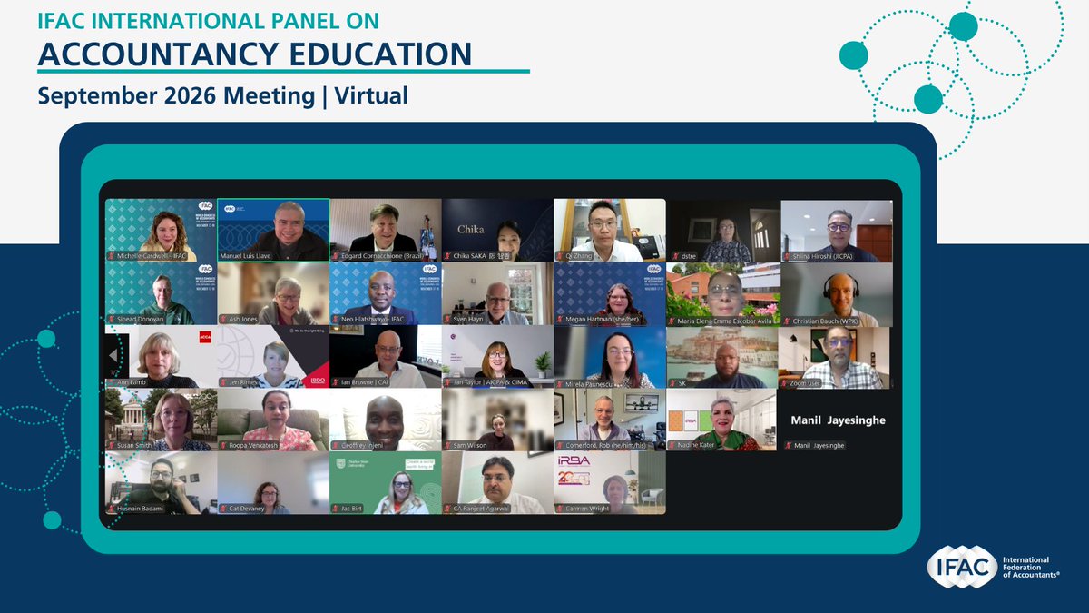 IFAC's tweet photo. 🎓 🌍 What does accountancy education need to look like for the profession of tomorrow? That question was at the heart of this week’s meeting of the International Panel on Accountancy Education, as they continue turning their strategic priorities into action:. https://t.co/Clbm7T1yn1