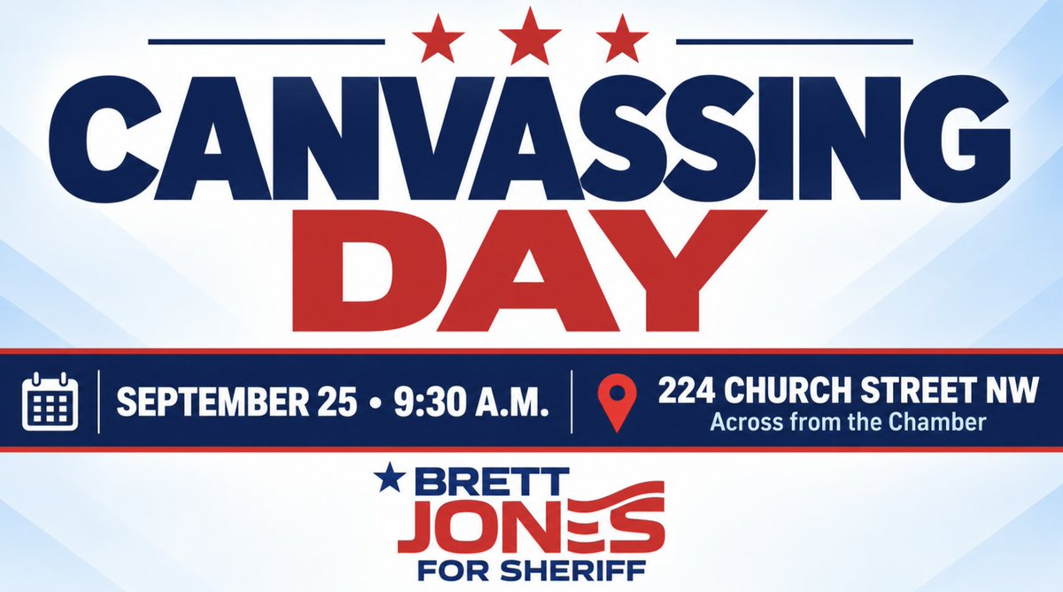 votebrettjones's tweet photo. Let's knock some doors tomorrow, Madison County! 
📍 Madison County Democrats HQ, 224 Church St NW, Suite E, Huntsville 
🕤 Saturday, Sept. 26, 9:30–11:30 a.m. https://t.co/7XWgcHxTEW