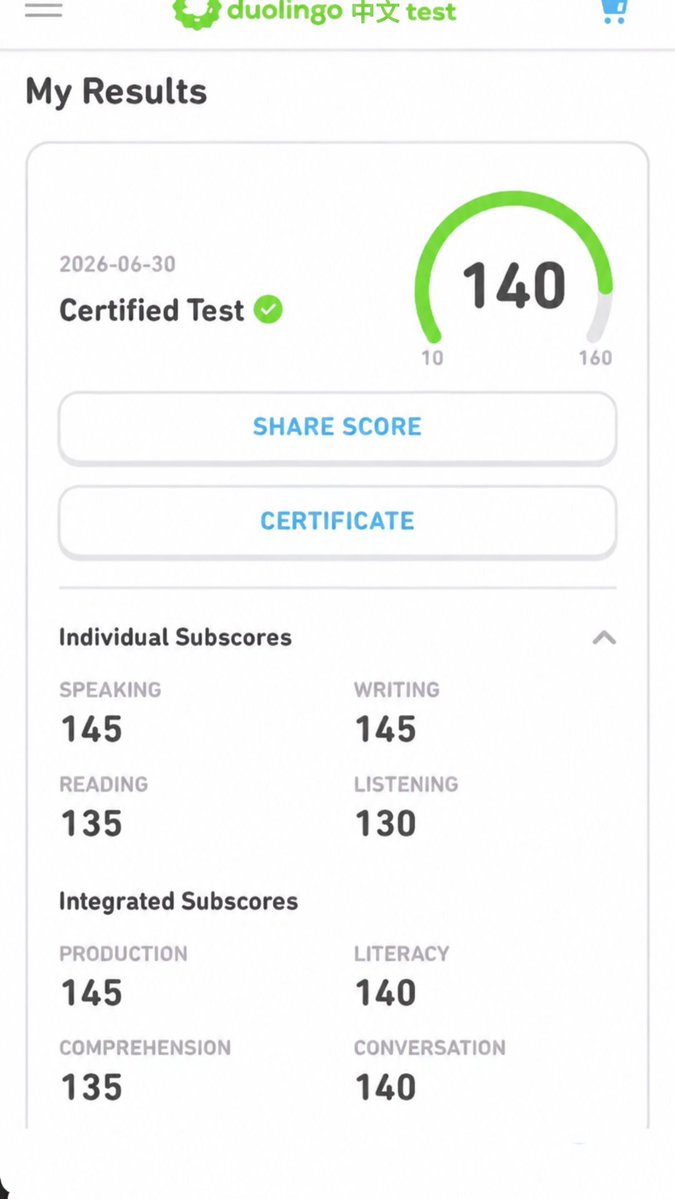 abiolaforeign's tweet photo. I know this what the algorithm loves... I just got my Chinese language certificate On Duolingo https://t.co/PGmmkOqanY