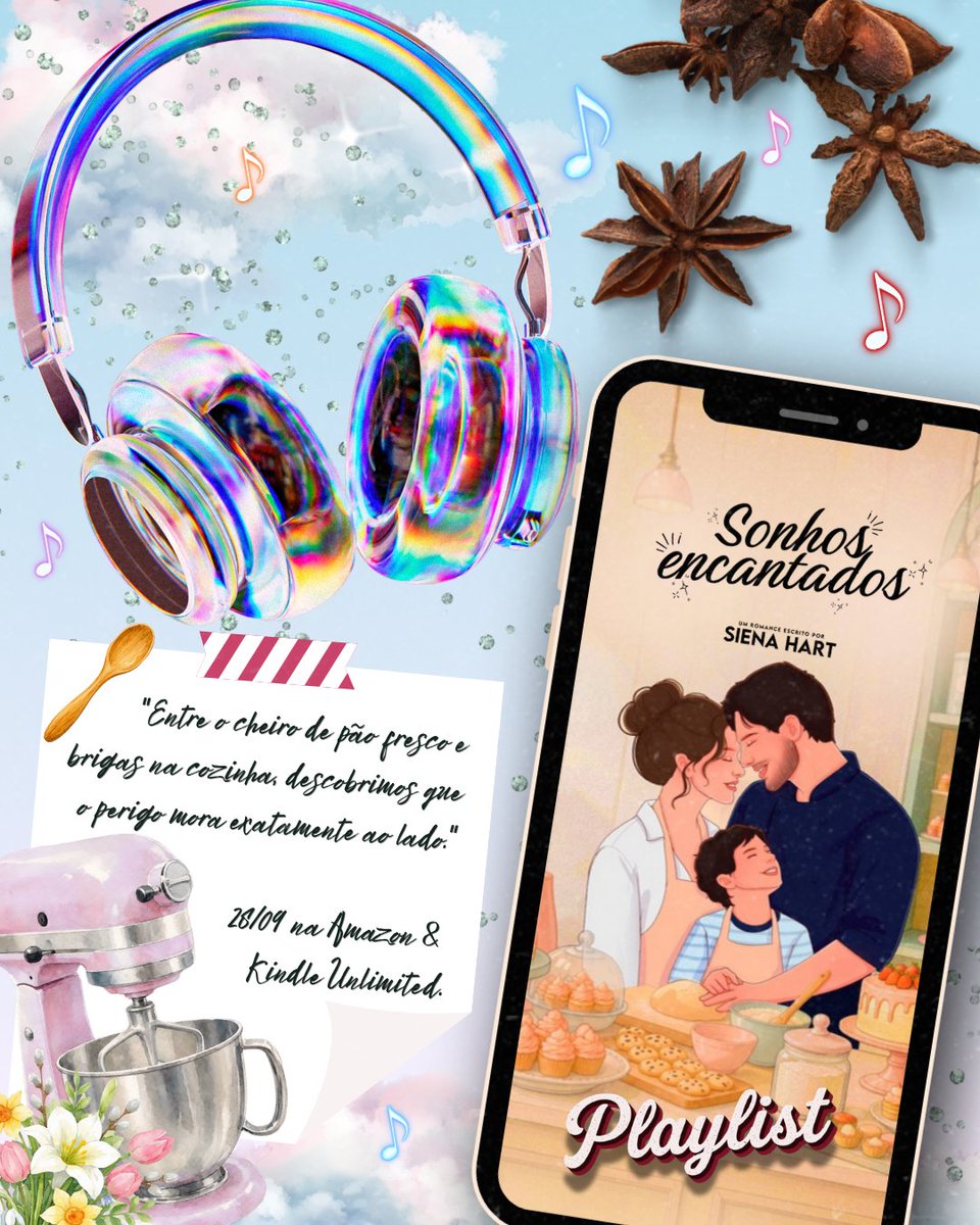 SindyBicalho's tweet photo. 🚨 FALTAM 3 DIAS! 🎧

​Sonhos Encantados chega 28/09. Cheiro de pão, rivalidade e amor em Flores. 🥐✨

​👉🏻 Ouça a Playlist: https://t.co/KSCUwlV63P

​👇🏻 Cederia a padaria ao Domenico ou brigava? 🔥

​#bookstagrambr #kindleunlimitedbr https://t.co/ZDL8XA33BU