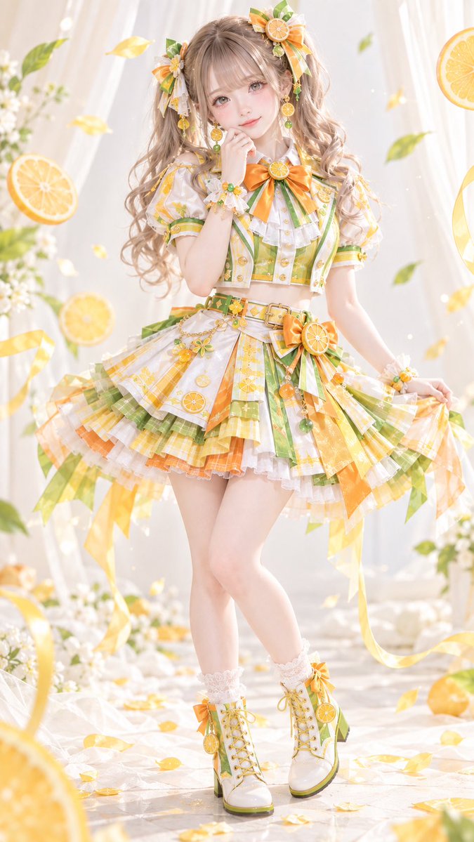 mina_pinkdays's tweet photo. お借りしました🥰

シトラスカラーのアイドル衣装で🍋🍊💚
ふわっと軽い素材感と、やさしい表情で甘さ全開にしてみたよ✨

派手すぎないのに、ちゃんと目を引く感じが好き🫶🥹 https://t.co/nJMBYWfFcH