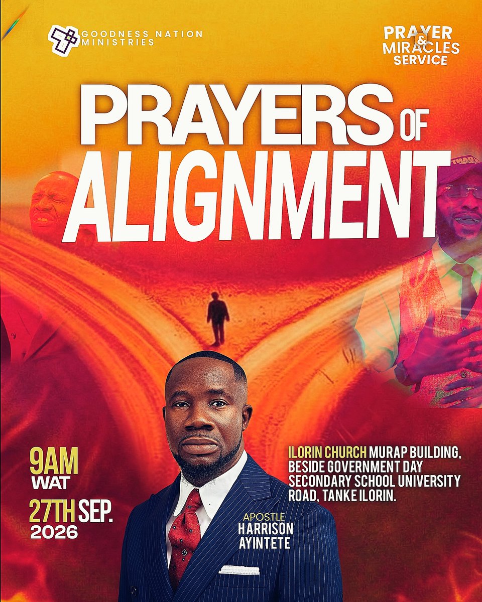 GoodnessNation's tweet photo. It's another Prayer and Miracles Service this Sunday! 🔥🔥🔥🔥🔥

Another time of intense prayers, making supply of the Spirit and effecting changes by God's power. 

This Sunday, we are praying PRAYERS OF ALIGNMENT 🔥🔥🔥🔥🔥

We are praying to be in sync with our provisions. https://t.co/J0flFG12rv