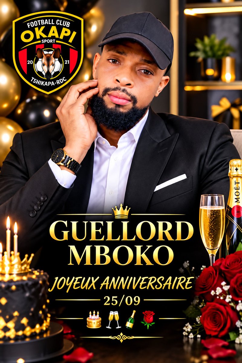 Okapisportfc's tweet photo. 🎂🎉 Joyeux anniversaire Coach Guelord Mboko !

Le FC OKAPI SPORT vous souhaite santé, bonheur et beaucoup de succès. Merci pour votre engagement et votre dévouement envers les Okapis. ❤️🖤💛

Profitez pleinement de votre journée, Coach ! ⚽️🎉 https://t.co/Myh0eVtTSZ