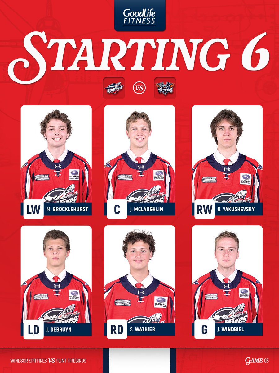 SpitsHockey's tweet photo. Line 1️⃣

#WindsorSpitfires #BuiltforFlight @GoodLifeFitness https://t.co/DIA6UEgX5Q