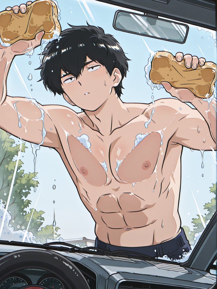 RubySaphAI's tweet photo. 🫧Gambare, Nakamura-kun!  

Try to focus on the windshield. I dare you. 

#Nakamura #Hirose #Tamura #Otogiri #GambareNakamura #AIArt #SFW #AnimeArt #FanArt #StableDiffusion #PrettyBoy #FitGuys #Sexy #HotGuys #Handsome #AthleticBody #Blush https://t.co/4R28NOsleV