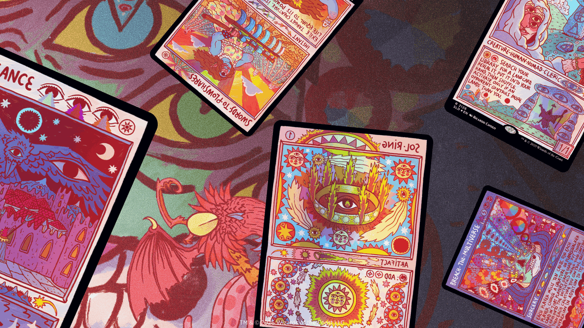 MTGSecretLair's tweet photo. You can turn your head or you can turn your phone, but you’ve gotta turn something. With the Secret Lair Commander Deck: Odds and Ends, every turn ends up somewhere odd. Out September 28—and for the first 24 hours, every order placed will be fulfilled. https://t.co/N4l1vmgLMV