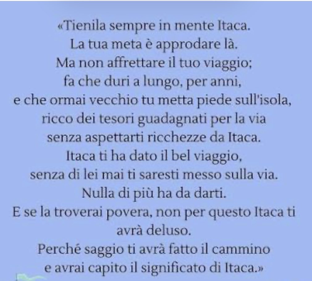 mariamacina's tweet photo. A tutti quelli che fanno ironia su
“ ITACA” / Renzi
La celebre poesia "Itaca" di Costantino Kavafis invita a vivere il viaggio dell'esistenza con pienezza, augurandosi una strada lunga e ricca di esperienze.
Ne riporto solo una parte: https://t.co/q3MHonYweQ