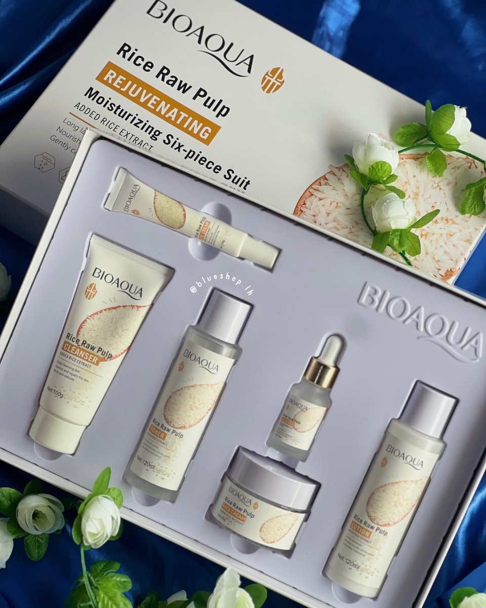 llLuckasll's tweet photo. Kit Facial de Arroz BIOAQUA: ilumina, hidrata y suaviza tu piel para un rostro radiante y saludable. Incluye limpiador, tónico, loción, sérum, crema de ojos y crema hidratante. Precio del kit: L. 500 https://t.co/rqooUXM7Cx