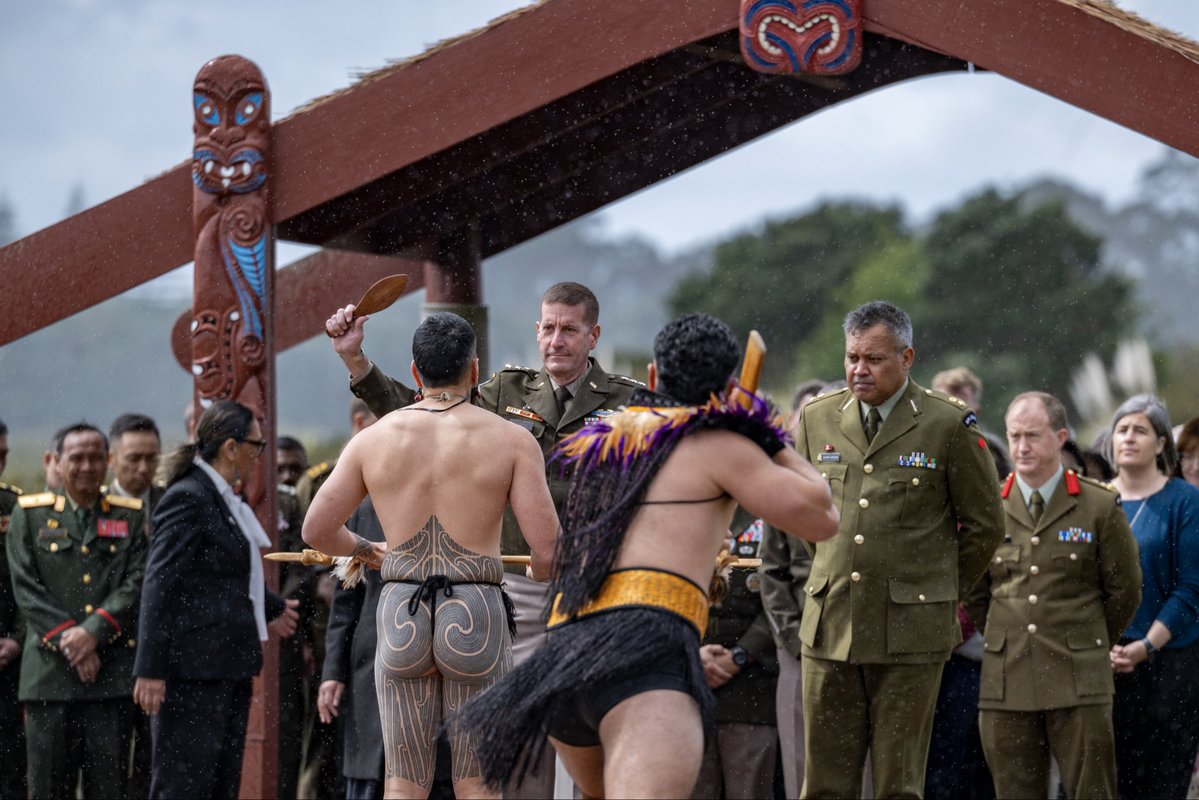 USARPAC's tweet photo. During IPAMS26, delegates broke away from the seminar to attend a Pōwhiri ceremony, sharing in the M��ori traditions that reflect the importance of coming together on the marae.
#IPAMS26 #AlliesandPartners #StrengthThroughUnity #FreeAndOpenIndoPacific. https://t.co/hkDxD7iEzL
