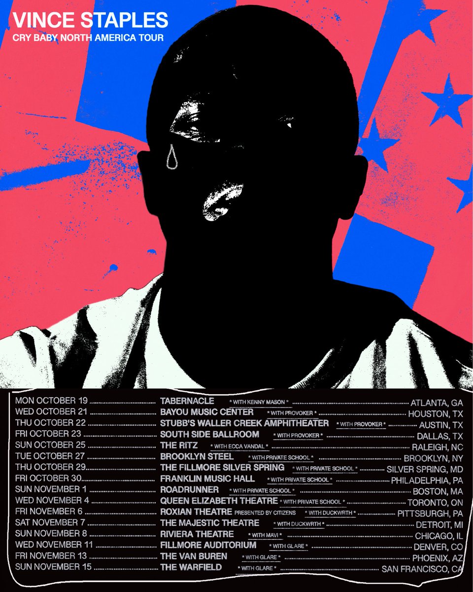vincestaples's tweet photo. Tour starts in October. I have some friends joining me. https://t.co/CD5yS4zk9H https://t.co/0ugtJWx8Zp