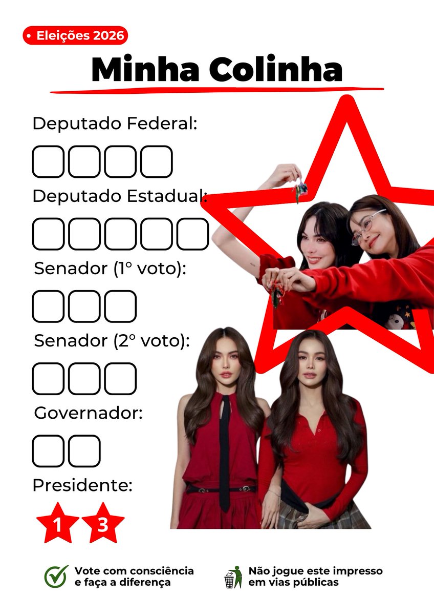 ddljsmoke's tweet photo. Fiz uma colinha Englot pra gente imprimir e anotar em quem vamos votar nessas eleições. 🤍🫂

Não deixem de votar, votem com sabedoria, não votem pensando apenas na sua realidade, pesquisem sobre as propostas dos candidatos, votem naqueles que vão fazer o Brasil crescer, que vão pensar nos pobres, nas mulheres, nas crianças, nos professores, nos aposentados, nas pessoas em situação de rua ou com alguma vulnerabilidade, naqueles que não usam da religião ou da fé para manipular as pessoas, que vão fazer o Brasil ser visto, ser respeitado e não ser quintal de nenhum outro país. 

Vamos fechar essa votação no primeiro turno. 1️⃣3️⃣

ps: espero q n tenha problema usar imagem delas pra isso kkkkkk