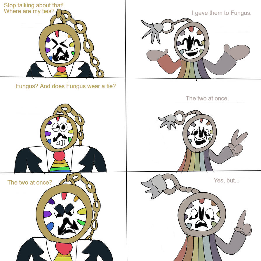 MrDrizzile's tweet photo. The second part!

Based on a joke from El Chavo's "Jugando a los pasteleros".

It stars Key as Chilindrina and Dyle as Don Ramón, with the implication that Fungus is Quico. https://t.co/y4kDPp0vEc