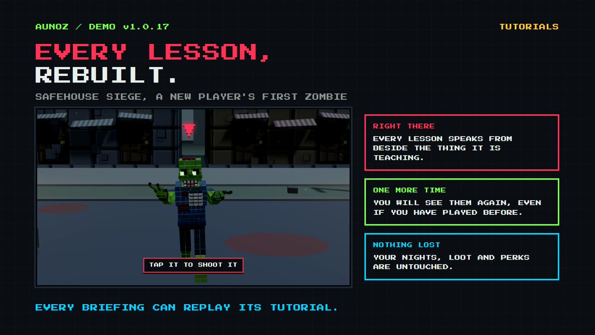 DustyEffsky's tweet photo. The finer points of onboarding and tutorialization. Read all about it in the latest update. 
https://t.co/CmPo3GOHds

#zombiegame #AUNOZ #AnUnReasonableNumberOfZombies #SteamNextFest https://t.co/hbgV37x5yn