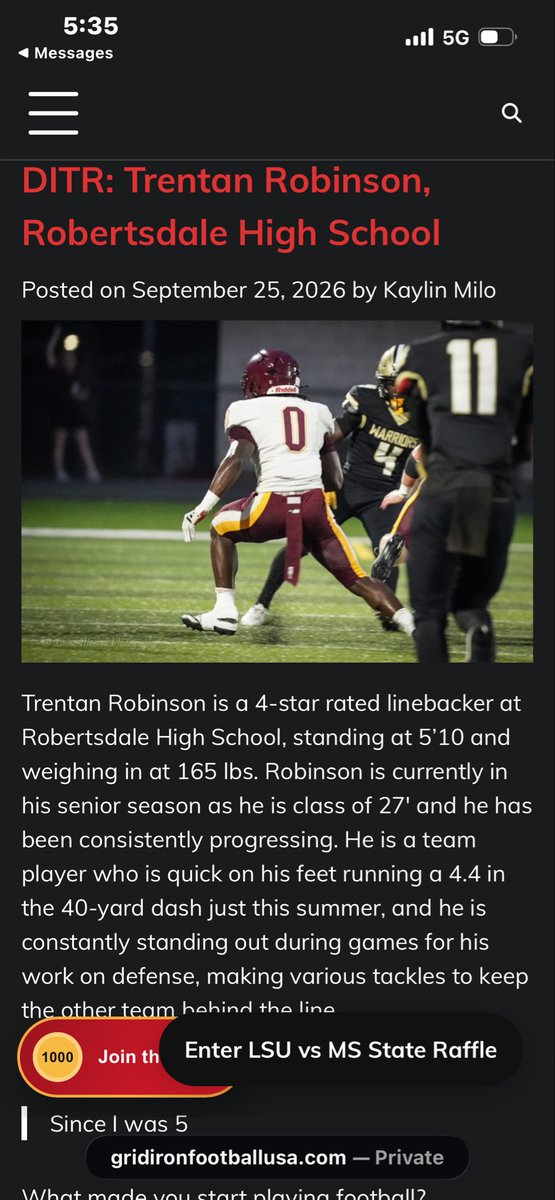 TrentanRobinso's tweet photo. I’m so blessed to be on the article of @GridironFootbal  all coaches take a look pls 🙏🏾 @247Sports @Mark__Porter @RdaleGBFootball https://t.co/6K1Zvtezc5