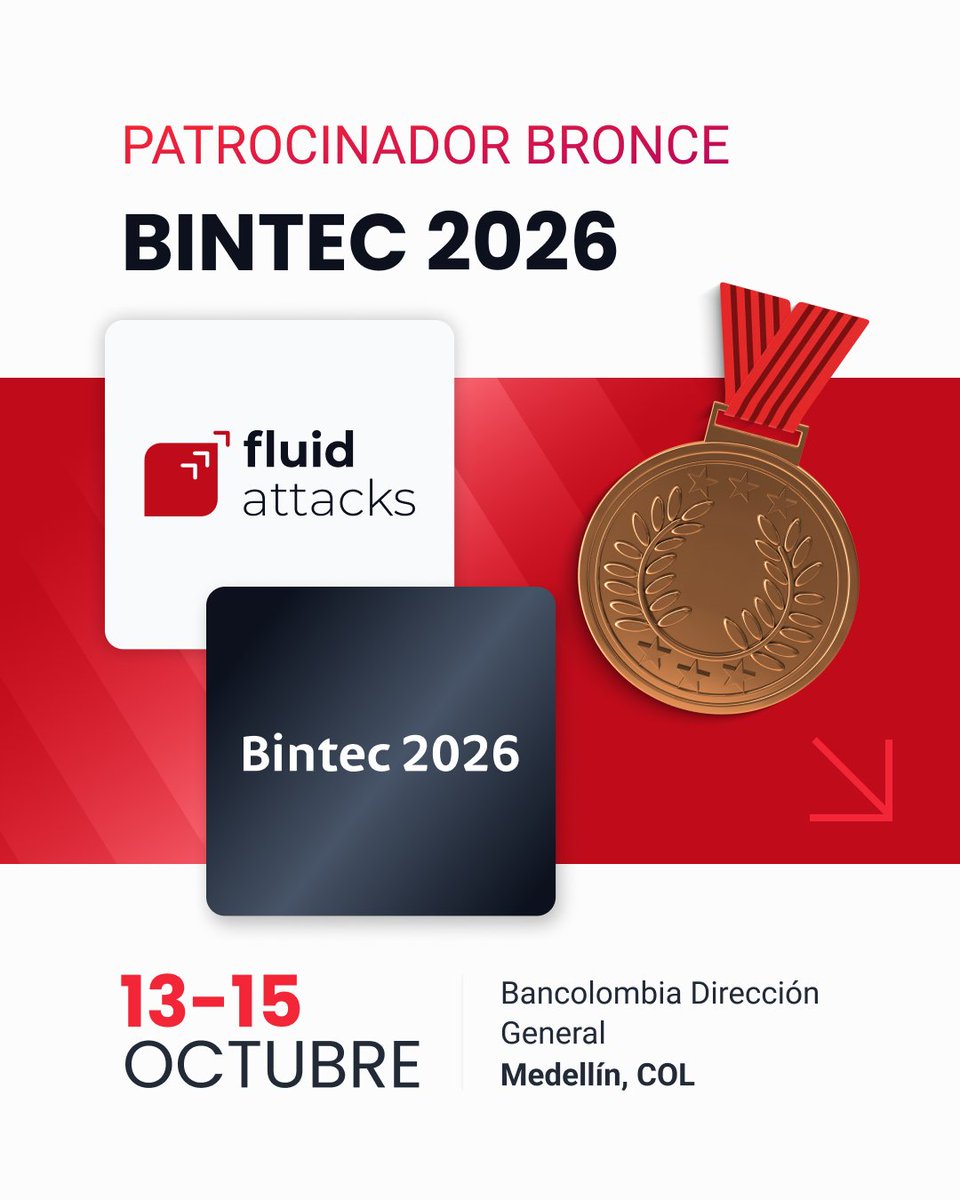 fluidattacks's tweet photo. Del 13 al 15 de octubre estaremos en #Bintec, en Medellín, para hablar de cómo proteger la confianza en banca y fintech: encontrar y corregir fallas de forma continua, con IA, automatización y pentesters. Acércate a nuestro stand y conversemos 👋 https://t.co/IcPKDECK4d https://t.co/RrnjgRkUQr