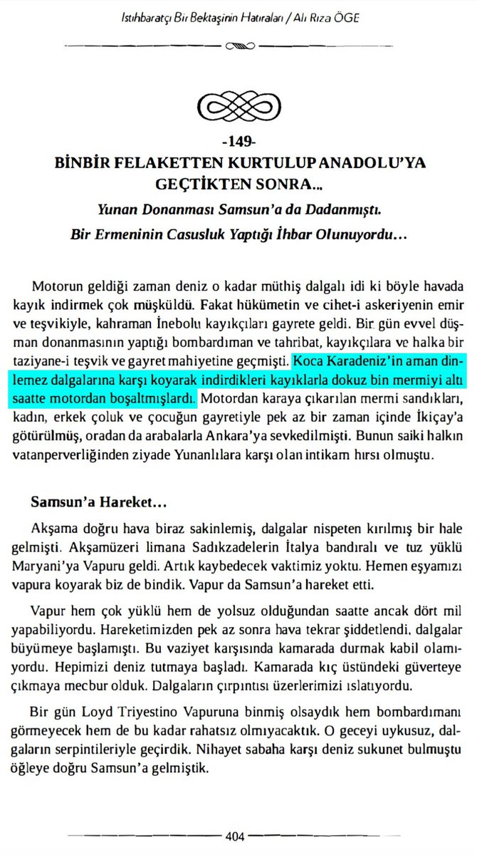 levvarchive's tweet photo. 1. "...çalarak..." Öyle mi ?

İnebolu Emniyet Müfettişliği Serkomiseri, Samsun Merkez Memuru Ali Rıza Öge'nin şehadetine göre :

Yunan'ın İnebolu'yu bombardıman edişinin ertesi günü, 10 Haziran 1921'de ; büyük bir İngiliz motoru İnebolu açıklarına gelmiş ve 9000 top mermisini TBMM Hükümetine teslim etmiştir.

📕Ali Rıza Öge, "İstihbaratçı Bir Bektaşinin Hatıraları : Zabıta Hayatımda Neler Gördüm Neler Geçirdim ?", Ankara : Polis Akademisi Yayınları, 2018, Sâhife 403-404.

2. Bağımsızlık Savaşı'nın başından itibaren İngilizler Türklerin yanında yer aldı. Bağımsızlık Savaşı aslında bir "Yunan-Türk" savaşıydı.

« İnsanın duvarlara kafasını vurası gelir. Bu arada Yunanlılar 1922 yılında, gerçekten de İstanbul'u işgal etmek için hazırlık yaptılar ama İngilizler ve müttefikleri tarafından kesin bir tavırla engellendiler. »

📕Riccardo Mandelli, "Son Sultan", 2016, Sâhife 65.