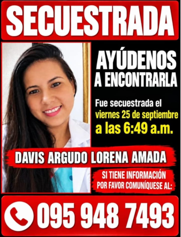 lombremono's tweet photo. #Guayaquil #Secuestro 
Rogamos su ayuda difundiendo este grave caso de SECUESTRO. Es una compañera de la Sociedad Hijos del Trabajo https://t.co/CnWN91OFv6