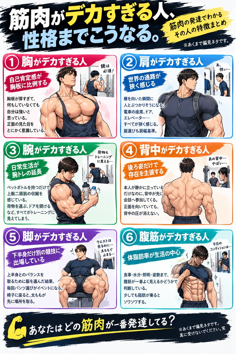 kazuki_liftlife's tweet photo. 筋肉がデカすぎる人、性格はこうなってる😆 https://t.co/wExOlOCdqT