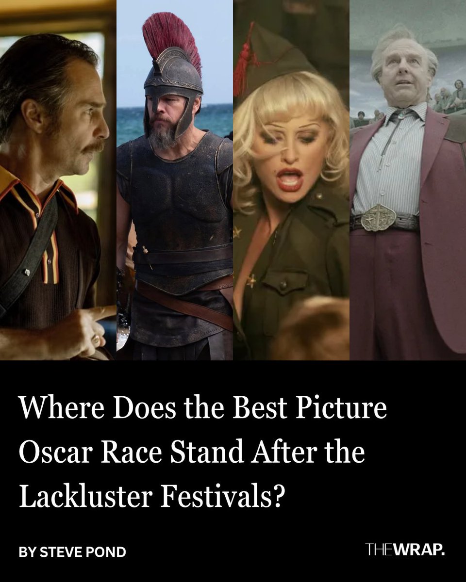 TheWrap's tweet photo. Where does the Oscar race stand after the fall festivals? 

With Venice, Telluride and Toronto behind us and New York Film Festival kicking off Friday, TheWrap's Steve Pond breaks down what we know so far, what the festivals failed to clarify and which films are emerging as serious Best Picture contenders.

Read more: https://t.co/YjsDFMtTby