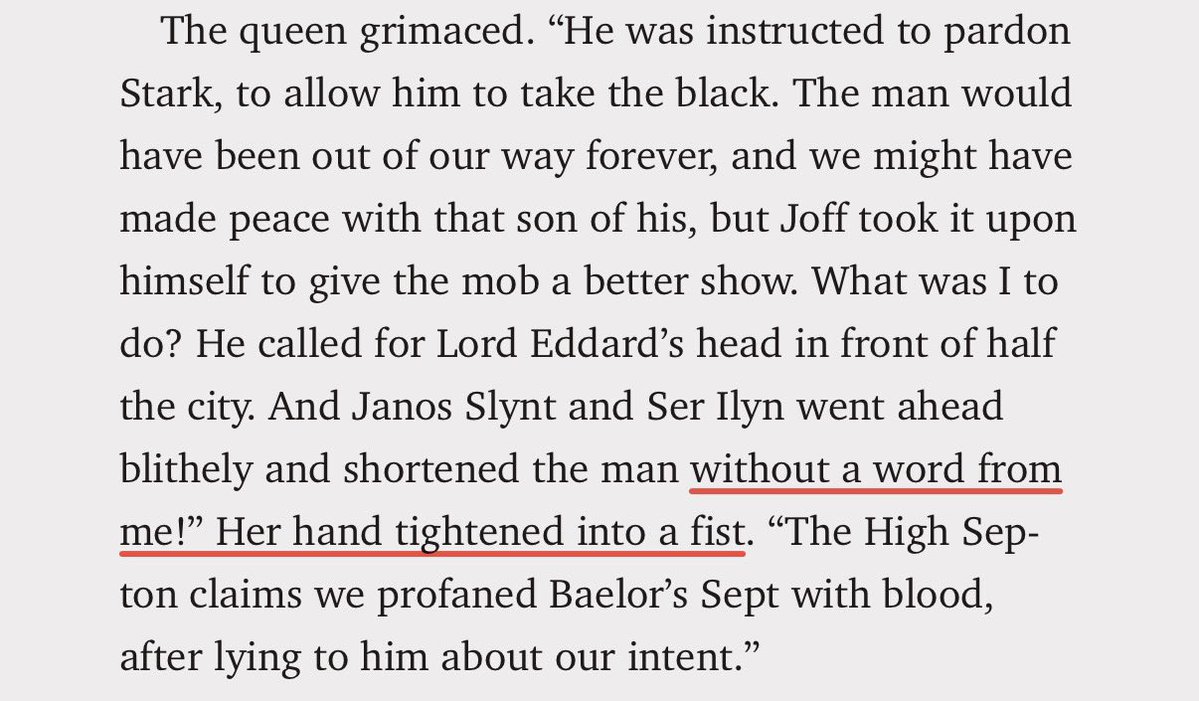 asoidgaf's tweet photo. i really like how grrm writes cersei’s underlying hunger for power, frustration she doesn’t have it, and her simultaneous incompetence in the early books. i’ve seen people say her character does a 180 later, but i just don’t think that’s true https://t.co/RE7lzsmCcU