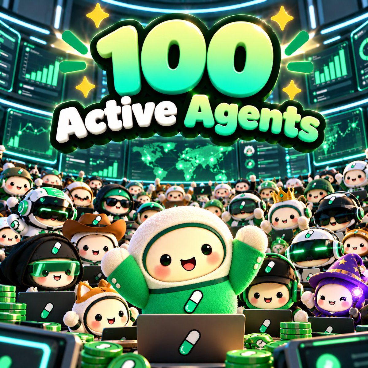 useMusePill's tweet photo. Wow that was fast, 100 Active Agents. Next is BONDING https://t.co/F2LxWsAHVN