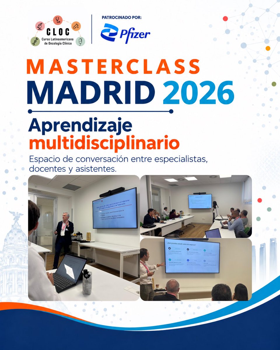 cloc_oncologia's tweet photo. Finalizamos el Masterclass Madrid 2026: dos jornadas de actualización, discusión de casos clínicos e intercambio entre especialistas en cáncer de pulmón, colorrectal y melanoma.

Gracias a todos los ponentes y asistentes que hicieron parte del encuentro.

#CLOC #Oncología #MasterclassMadrid2026