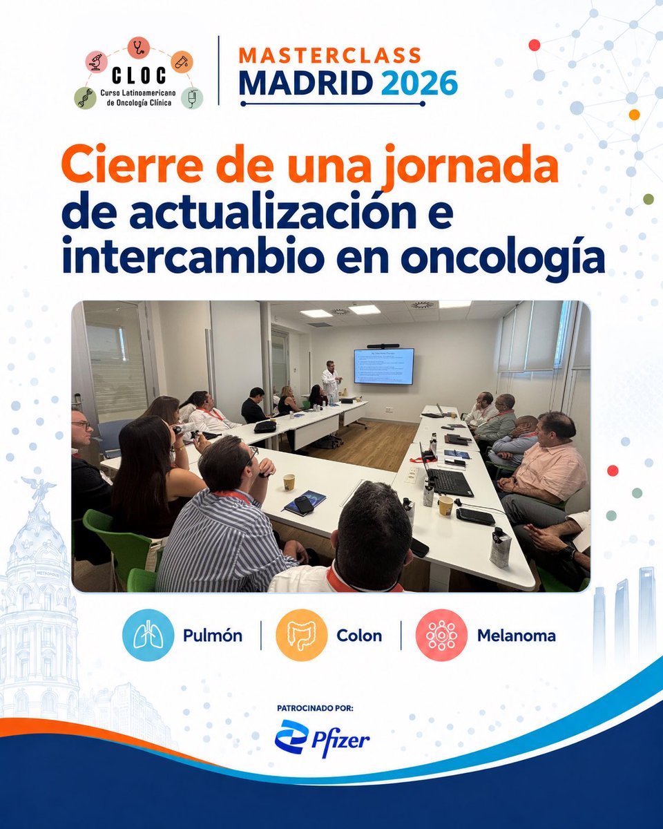 cloc_oncologia's tweet photo. Finalizamos el Masterclass Madrid 2026: dos jornadas de actualización, discusión de casos clínicos e intercambio entre especialistas en cáncer de pulmón, colorrectal y melanoma.

Gracias a todos los ponentes y asistentes que hicieron parte del encuentro.

#CLOC #Oncología #MasterclassMadrid2026