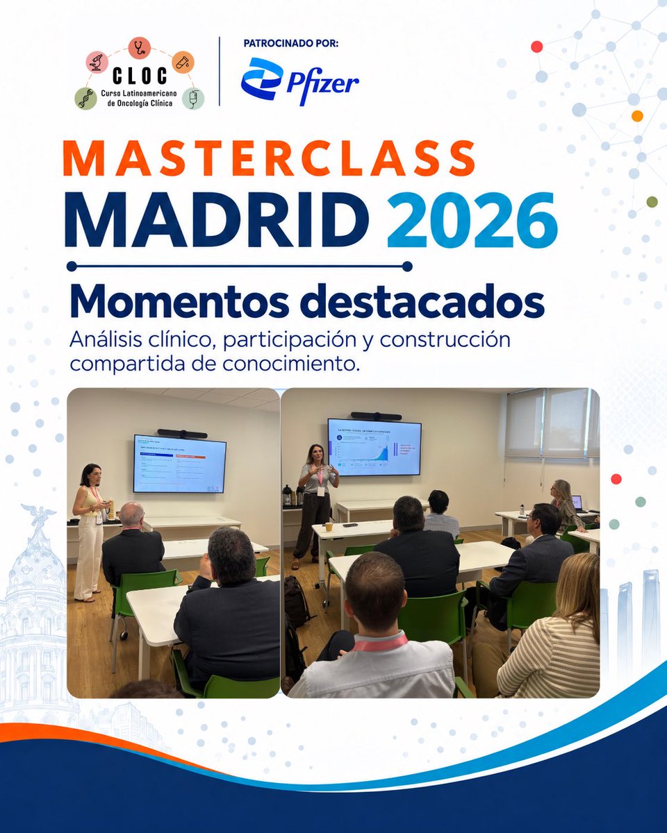 cloc_oncologia's tweet photo. Finalizamos el Masterclass Madrid 2026: dos jornadas de actualización, discusión de casos clínicos e intercambio entre especialistas en cáncer de pulmón, colorrectal y melanoma.

Gracias a todos los ponentes y asistentes que hicieron parte del encuentro.

#CLOC #Oncología #MasterclassMadrid2026