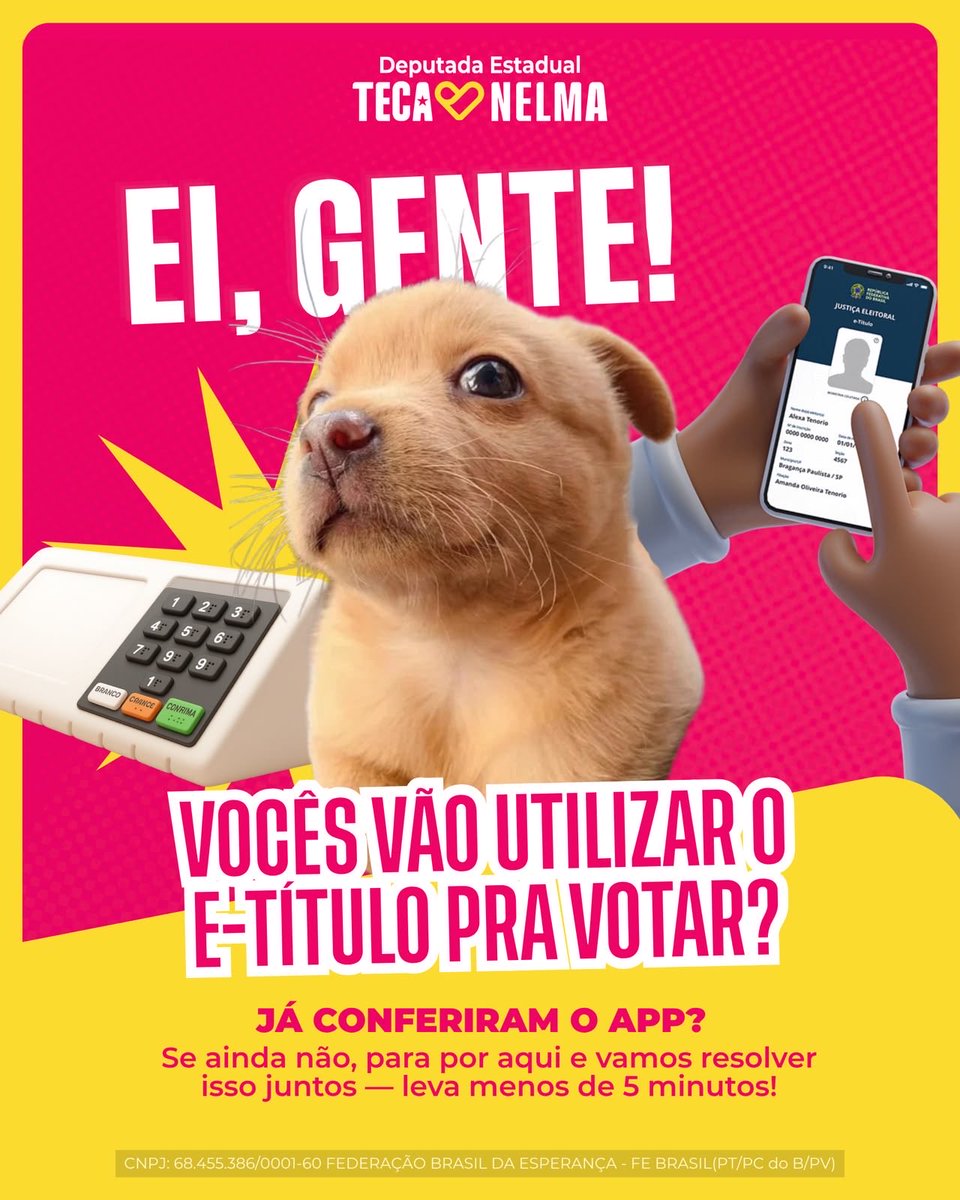 TecaNelma's tweet photo. Gente, vocês já conferiram o app do e-Título? Vamos deixar tudo organizado para chegar no dia 04 de outubro e votar no time do presidente @LulaOficial 

É 13444, ein? 💖 https://t.co/rzadlzI1Es