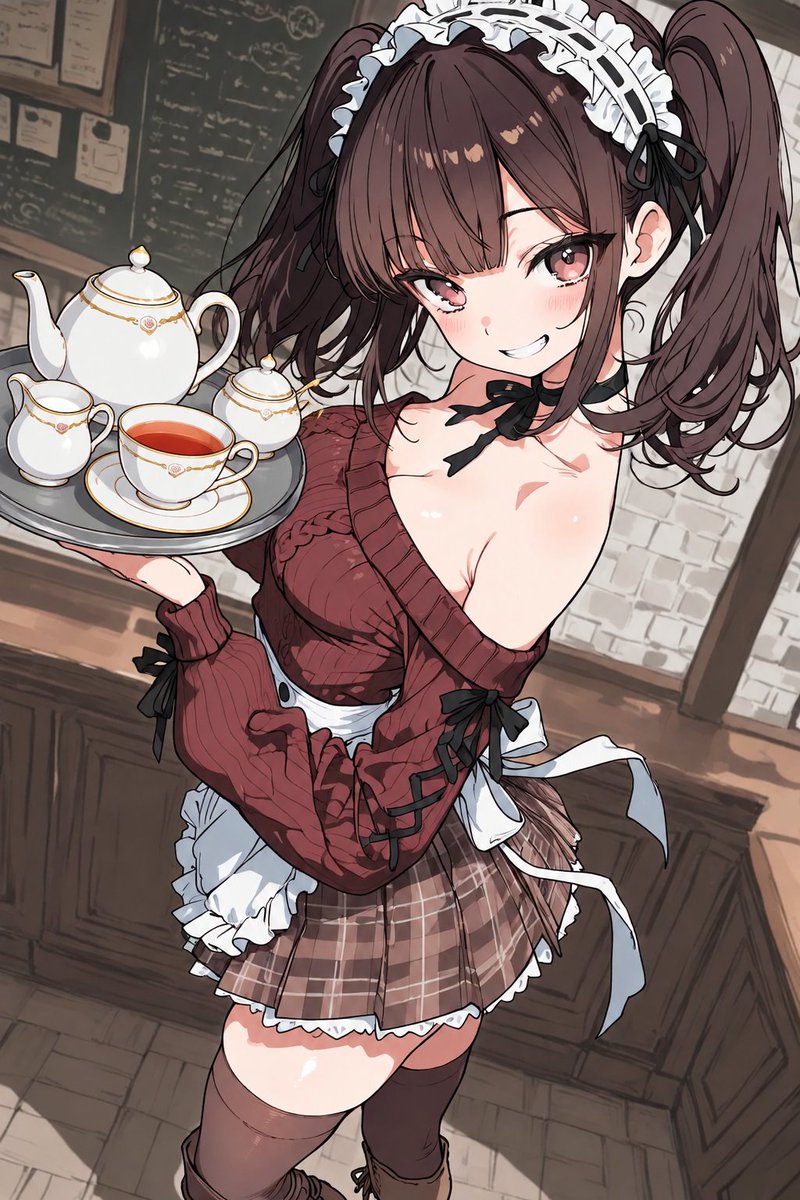 maaratan_sub's tweet photo. おはらーたん☀
だいぶ秋感が出てきましたね。

本日のメニューは
・オフショルニットの秋服メイド風
〜紅茶セットを添えて〜

それでは良い一日を(^_^)/

#メイド曜 https://t.co/6g3dpY1eC5