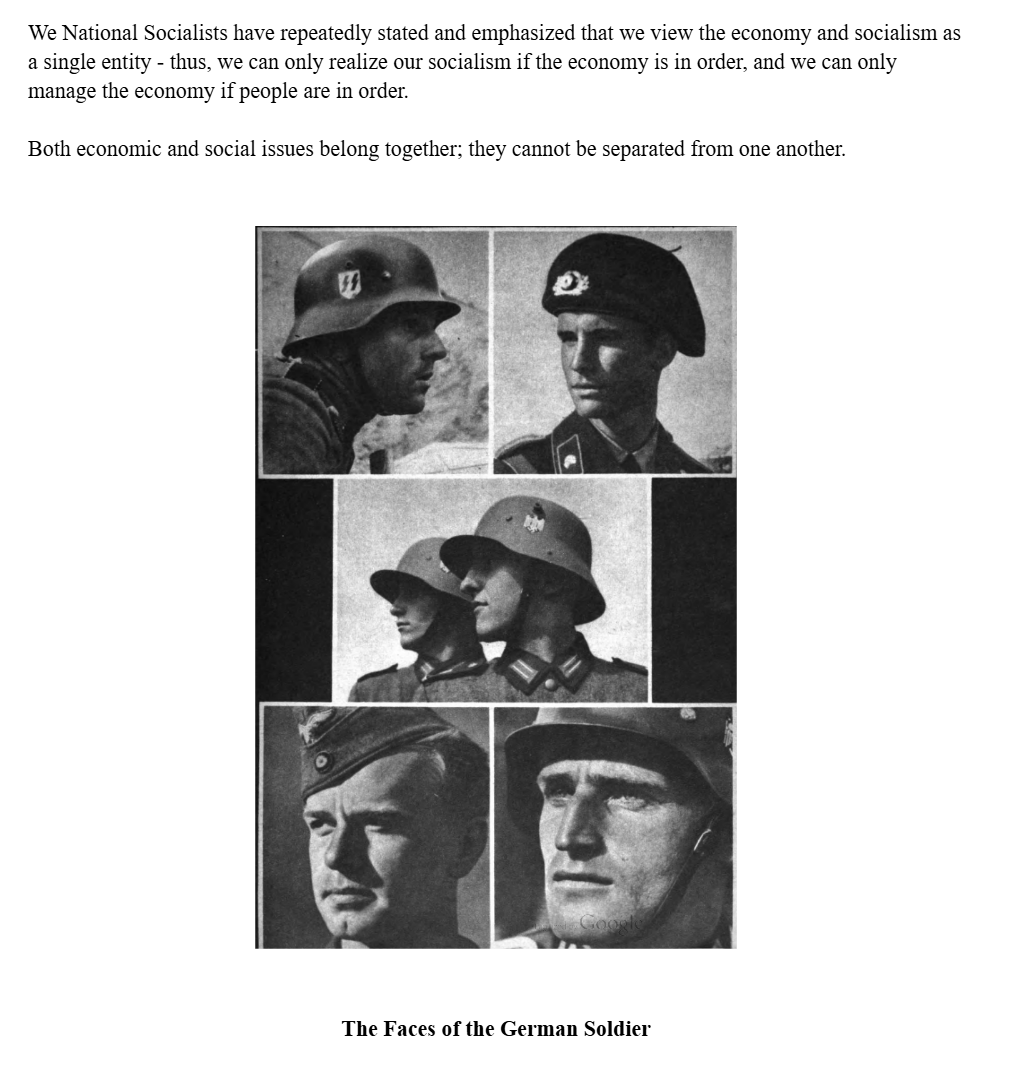 NSLitArchive's tweet photo. New upload to the Internet Archive:

"The Greatest Socialist Construction Project Of The German People", a speech given by Dr. Robert Ley of the German Labor Front to the Gau Obm��nner and Gau economic advisors of the NSDAP in 1941, is a exploration into the German socialist project within the Third Reich, including a discussion of its healthcare system, the concept of the workplace community, the construction of new homes, and the fruits of German social welfare, including vocational education, the Reich wage system, and more.

I hope this work can serve as a basis for creating more interest around German socialism and its implementation within the Third Reich; I also plan to translate Dr. Ley's other works in the future, though Alfred Rosenberg continues to be a priority.

Read it here: https://t.co/jNZtkKvhFt