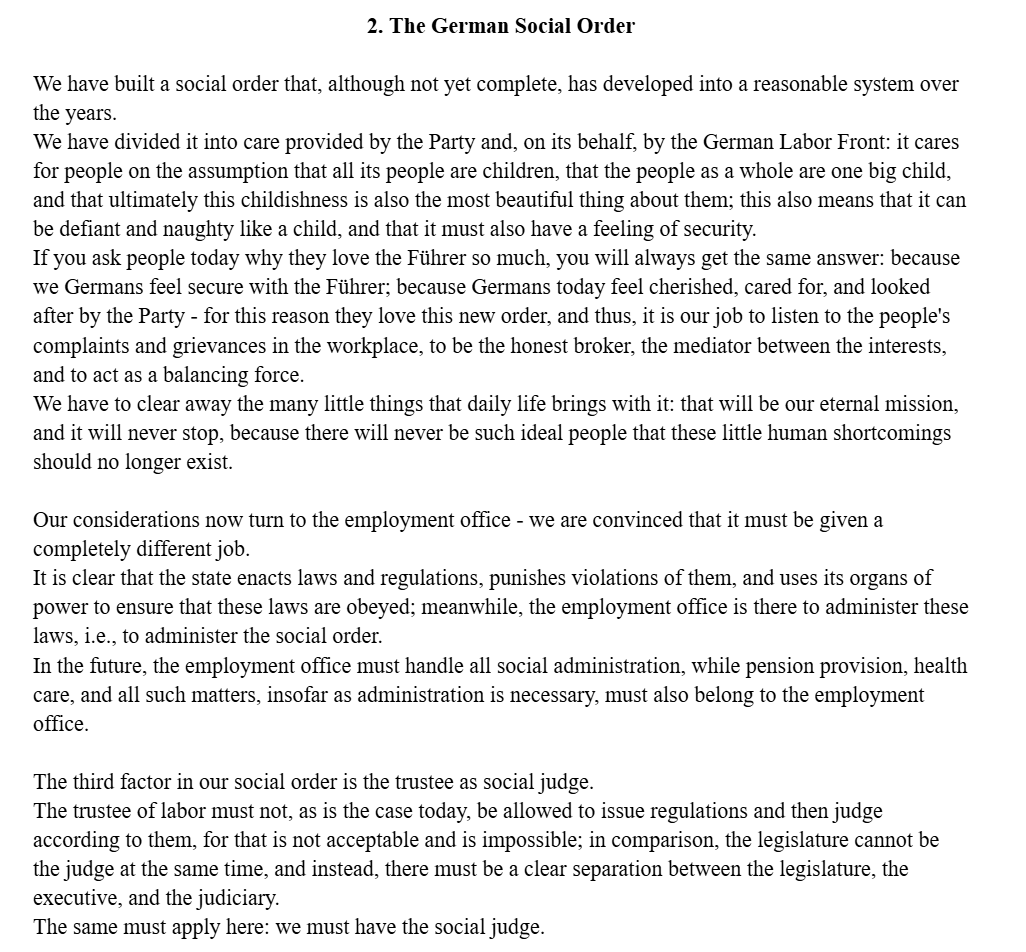 NSLitArchive's tweet photo. New upload to the Internet Archive:

"The Greatest Socialist Construction Project Of The German People", a speech given by Dr. Robert Ley of the German Labor Front to the Gau Obm��nner and Gau economic advisors of the NSDAP in 1941, is a exploration into the German socialist project within the Third Reich, including a discussion of its healthcare system, the concept of the workplace community, the construction of new homes, and the fruits of German social welfare, including vocational education, the Reich wage system, and more.

I hope this work can serve as a basis for creating more interest around German socialism and its implementation within the Third Reich; I also plan to translate Dr. Ley's other works in the future, though Alfred Rosenberg continues to be a priority.

Read it here: https://t.co/jNZtkKvhFt